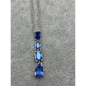 Blue Cubic Zirconia Sapphire Drop Pendant Elliot Danori